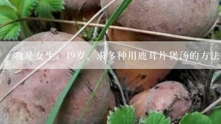 我是女生，19岁。求多种用鹿茸片煲汤的方法。不要太复杂了啊。我初次煲汤，说详细点