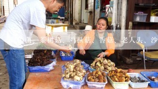 野山菌、茶树菇、鸡枞菇、香菇、老人头、沙参、党参这些偏僻的字眼用英语怎么讲啊。