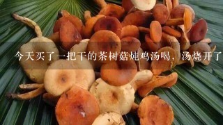 今天买了一把干的茶树菇炖鸡汤喝，汤烧开了发现浮在表面很多黑色的小？