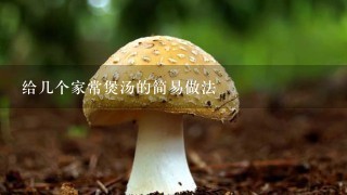 给几个家常煲汤的简易做法