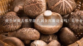 能告诉我去那里能找到食用菌论文吗？是毕业论文拜托各位了 3Q