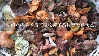 请问痔疮手术后可以吃莲子茶树菇水鸭汤么？