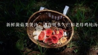 新鲜菌菇类煲汤，适合炖多久?!和老母鸡炖汤，要1起放进去好还是晚点再放? 炖太久会不会没有营养了呢?