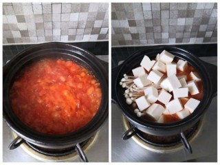  酸甜开胃的番茄金针菇豆腐龙利鱼煲 第5步
