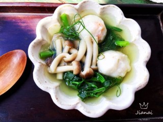  豌豆尖菌菇虾丸汤 第10步